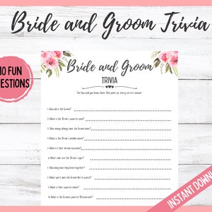 Bride and Groom Trivia, Bridal Shower Trivia Game, Bridal Shower Games, Wedding Shower Trivia Game, Who Knows The Couple Best