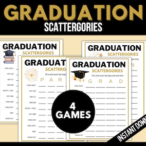 Graduation Scattergories Game, Printable Graduation Game, College or High School Graduate, Graduation Party Game, Class of 2024