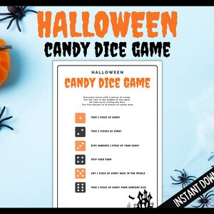 Halloween Candy Dice Game, Halloween Candy Game, Halloween Party Games for Kids, Print and Play Dice Game, Halloween Fun for Kids, Dice game
