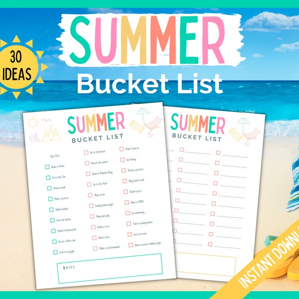 Summer Bucket List Printable Etsy Summer Bucket List Printable Etsy