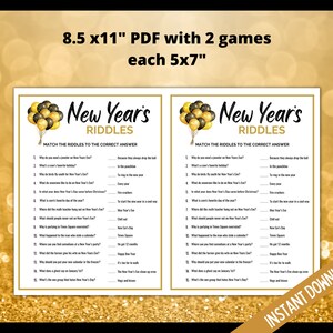 New Year's Eve Riddles, NYE Party Games, New Years Eve Printable Game, New Years Eve Party Games, Fun New Years Eve Jokes, Riddle Me This image 2