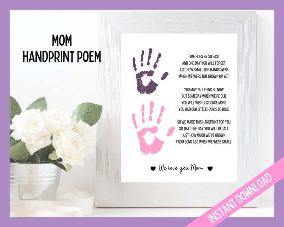 Mom Handprint Poem Mother's Day Gift Handprint Art for
