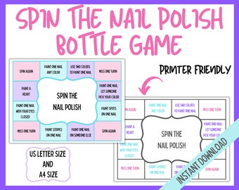 Spin The Nail Polish Bottle Game, Teen Party Game, Sleepover Party Game, Nail Painting Printable Game, Spa Day Party Game, Birthday Games