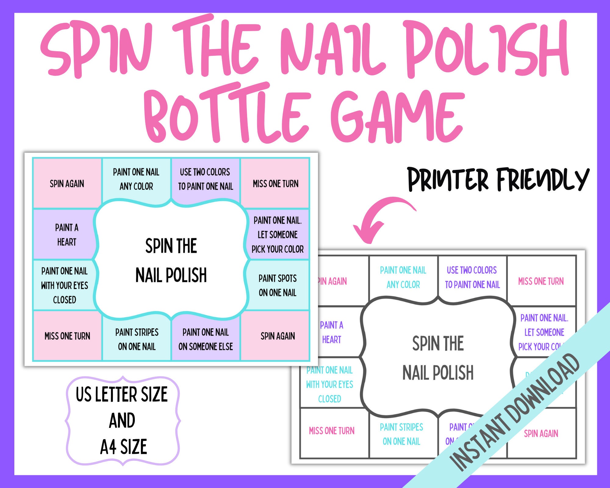 Spin the Nail Polish Bottle Game Teen Party Game Sleepover | Etsy UK