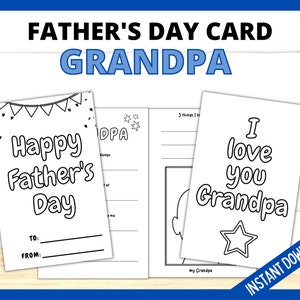 Tout sur grand-père, carte de fête des pères pour grand-père, carte de coloriage imprimable pour enfants pour grand-père, tout sur le cadeau de grand-père