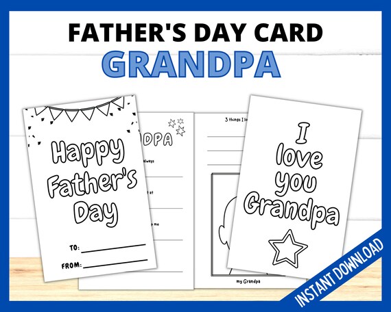 All About Grandpa, Father's Day Card for Grandpa, Kids Printable ...