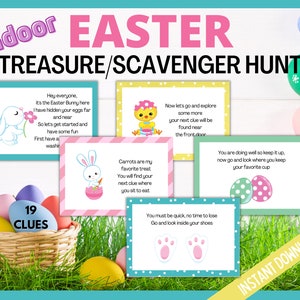 Kids Easter Scavenger Hunt, Easter Treasure Hunt, Easter Egg Hunt, Easter Egg Clues, Easter Games, Printable Easter, Kids Treasure Hunt