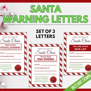 Christmas Letter From Santa, Santa Warning Letter, Bad Behavior Warning Letter, Nice List Letter, Naughty List Letter, Naughty List Warning