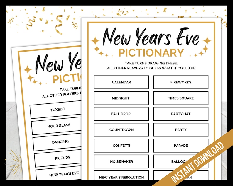New Year's Eve Pictionary NYE Pictionary Game New Years | Etsy