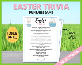 Easter Trivia Game, Printable Easter Games, Teen Easter, Family Fun Easter Printable Party Games, Fun Easter Game, Group Easter Game
