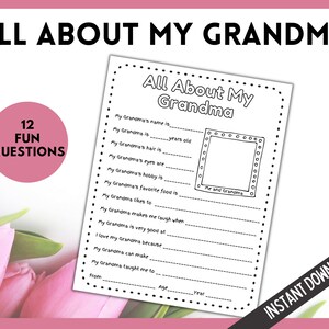 Alles über meine Oma, Muttertagsgeschenk, Oma füllt die Lücken aus, druckbare Malkarte für Oma, Alles über Oma, Oma Geschenk