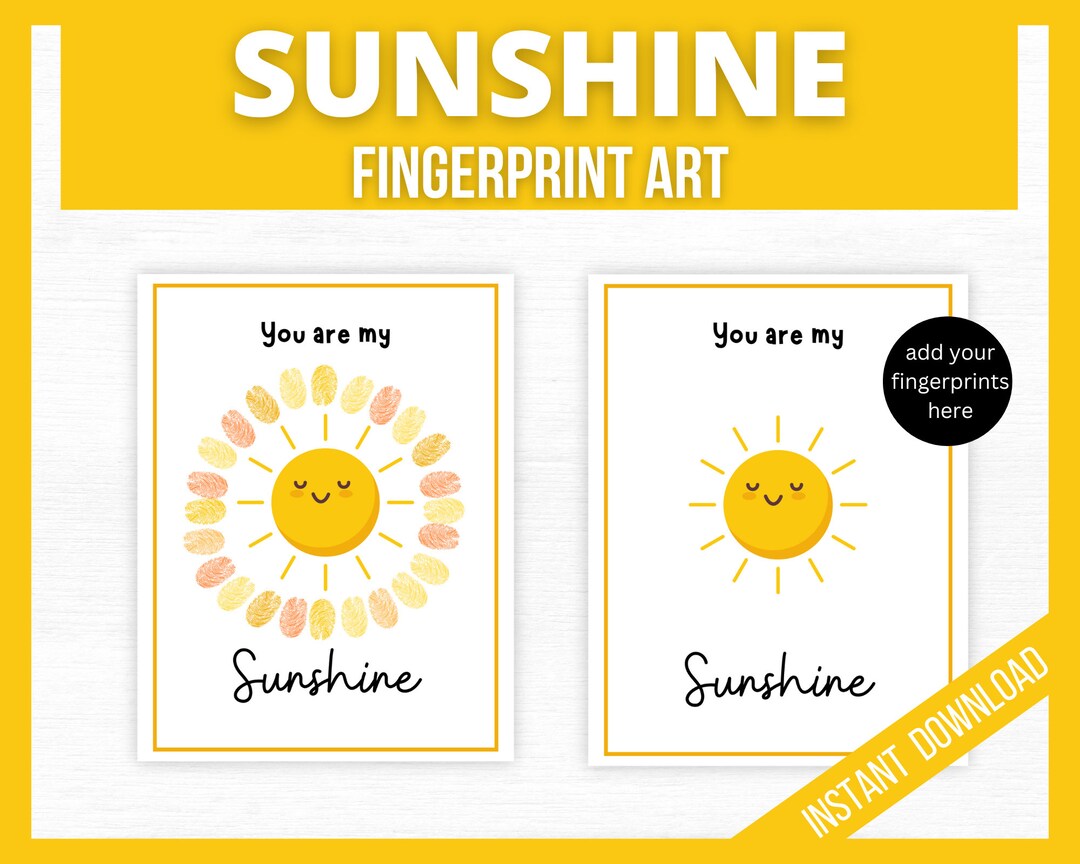 You Are My Sunshine Handprint Craft, Fingerprint Craft, DIY Card