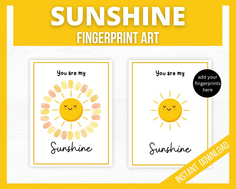 You Are My Sunshine Handprint Craft Fingerprint Craft DIY - Etsy