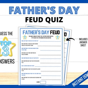 Father&#39;s Day Feud Game, Fun Dad Games, Father&#39;s Day Game for Kids, Father&#39;s Day Party Trivia Quiz, Family Quiz