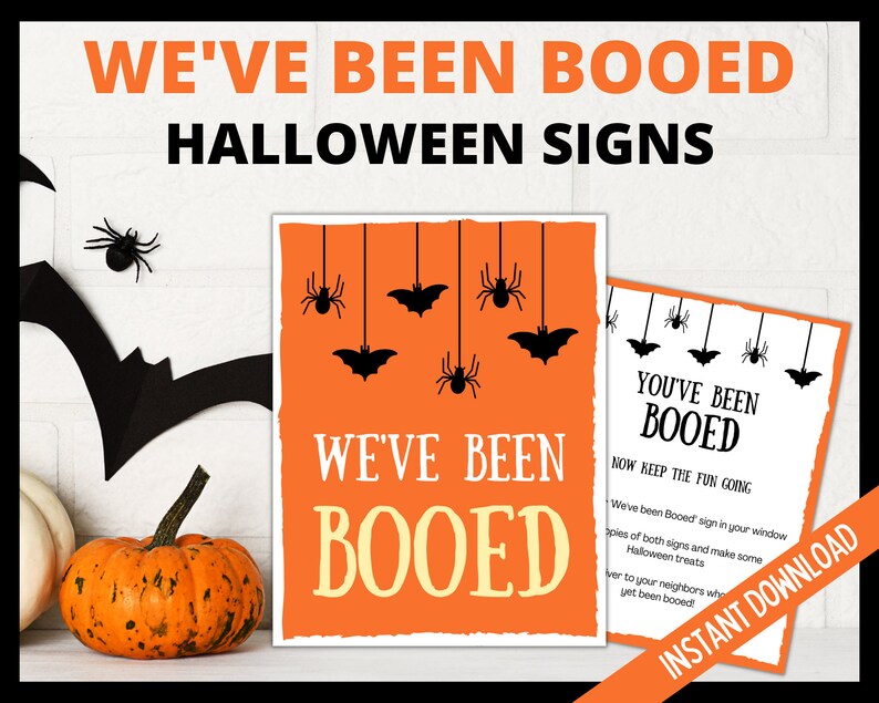 Vous avez été hué imprimable Sign and Treat Topper, Nous avons été hués Vous avez été hué Jeu d'Halloween de quartier image 2
