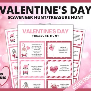 Valentines Day Scavenger Hunt for kids, Valentine's Day Treasure Hunt,Printable Valentines Games for Kids, teens, Printable Valentine Clues image 5