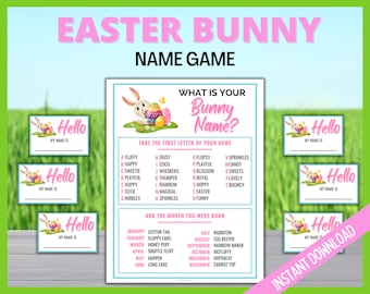 What is your Easter Bunny Name, Printable Easter Games Kids Printable, Easter Activity, What's Your Bunny Name, Classroom Easter Game