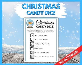 Christmas Candy Dice Game, Fun Christmas Game, Xmas Party Game, Fun Christmas Activity For Kids, Christmas Dice Game, Holiday Dice game