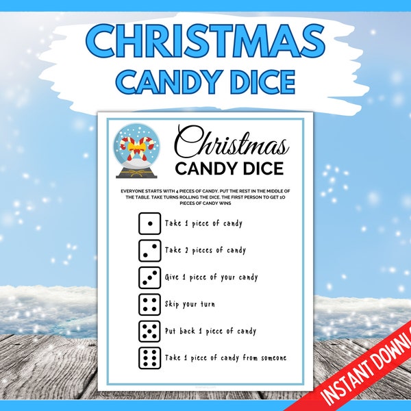 Christmas Candy Dice Game, Fun Christmas Game, Xmas Party Game, Fun Christmas Activity For Kids, Christmas Dice Game, Holiday Dice game