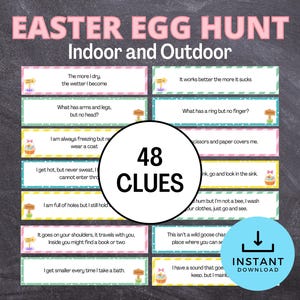 Chasse au trésor de Pâques pour adolescents, Chasse aux œufs de Pâques pour les enfants plus âgés, Jeux de Pâques pour adolescents, Activité de Pâques, Chasse aux œufs de Pâques à imprimer