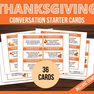 Thanksgiving Conversation Starter Question Cards, Thanksgiving Table Topics, Family Conversation Starters, Dinner Party Icebreaker