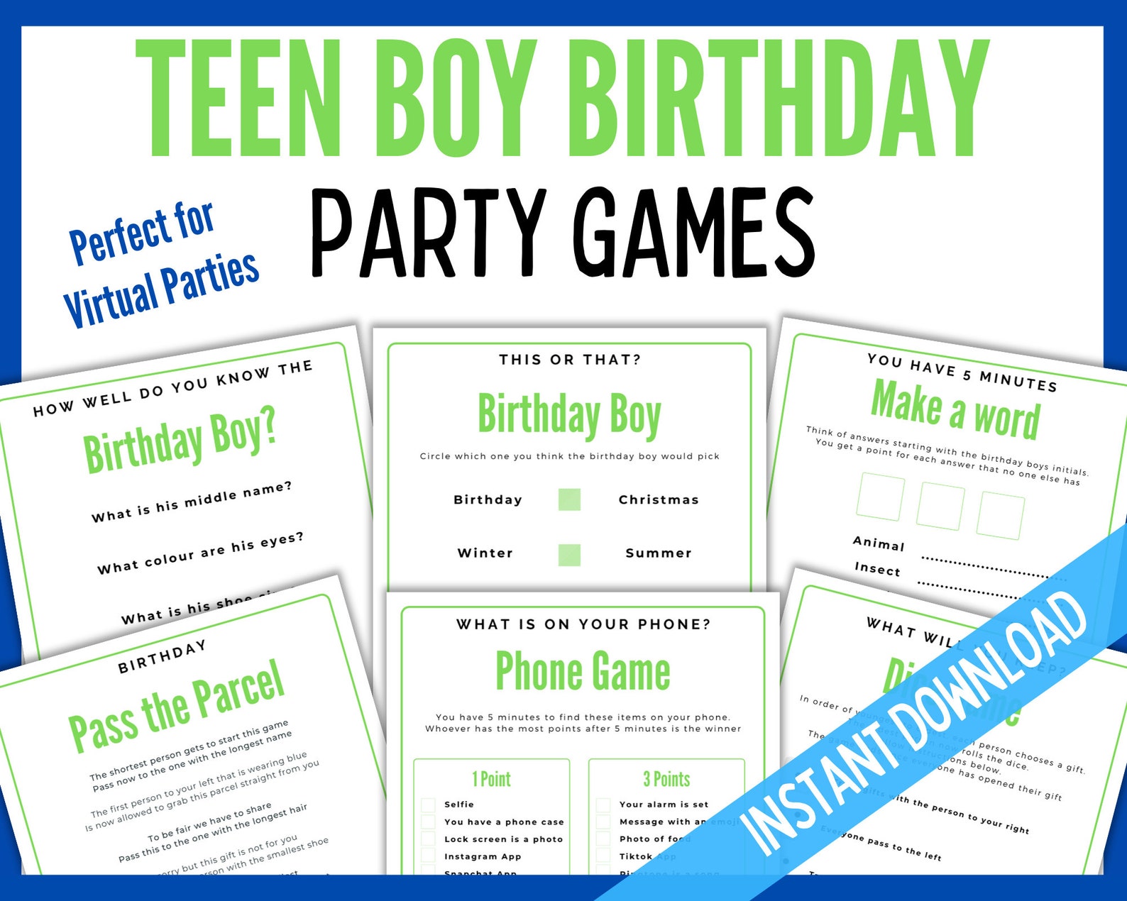 Teenage Birthday Party Games Teen Birthday Games Tween Party - Etsy