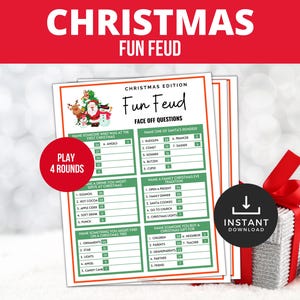 Christmas Feud Game, Printable Family Game, Christmas Friendly Feud, Trivia Quiz, Classroom game, Christmas Party Game for Kids and Adults