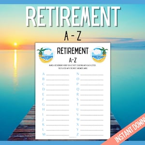 Retirement A-Z Game, Retirement Games, Retirement Party Games, Retirement Party Ideas, Retiree, Fun Retirement Party Games