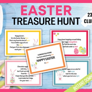 Kids Easter Egg Scavenger Hunt Game, Indoor Easter Treasure Hunt, Bunny Treasure Hunt Clues, Easter Egg Hunt, Easter Printables for Kids image 1