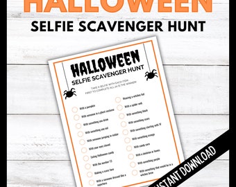 Halloween Selfie Photo Scavenger Hunt, Printable Halloween Game, Teen Selfie Scavenger Hunt, Halloween Activity Selfie Scavenger Hunt