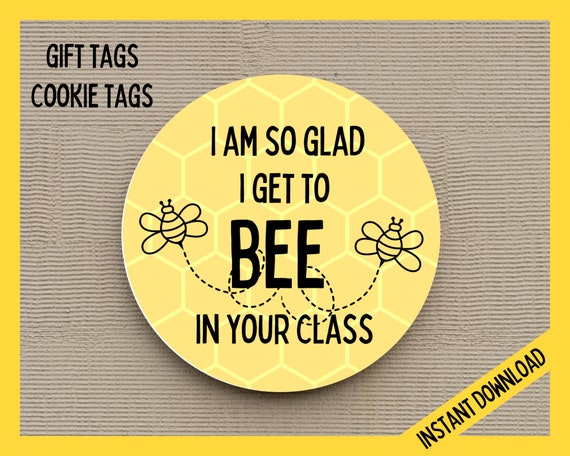 1st Day of School Welcome Back I'm So Happy to Bee In Your Class Teacher Student Back to School Printable Mini Cookie Card 3.5 X 5