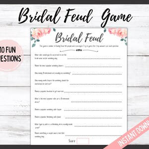 Bridal Feud, Bridal Shower Feud, Bridal Shower Game, Bridal Shower Family Feud Game, Family Feud Game