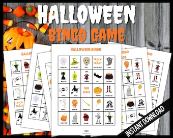 Halloween Bingo, Halloween Game for Kids, Halloween Games for Adults, Halloween Games for Teens, Bingo Game, Fun Halloween Activities