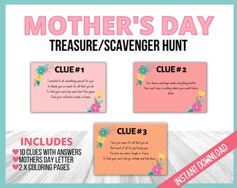 Mother’s Day Scavenger Hunt Clues, Mother’s Day Treasure Hunt, Mother’s Day Activity, Happy Mothers Day Hunt, Mother's Day Gift, Mom Gift