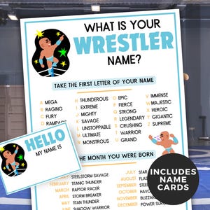 Wrestler Letters What's Your Wrestler Name Game, Printable Wrestler Party Game, Boys ...