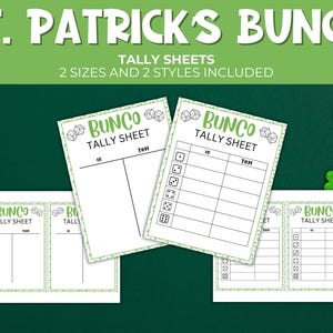 St Patrick's Day Bunco Printable Party Pack and Scorecards, Bunco Game ...