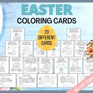 Easter Coloring Cards, Printable Easter Cards, Kids Easter Cards, Printable Coloring Easter Cards, Classroom Cards, Kids Easter Activity image 6