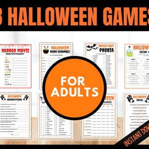 Halloween 8 Games Bundle, Halloween Game for Teens and Adults, Halloween Printable Games, Fun Halloween activities, Spooky Games,