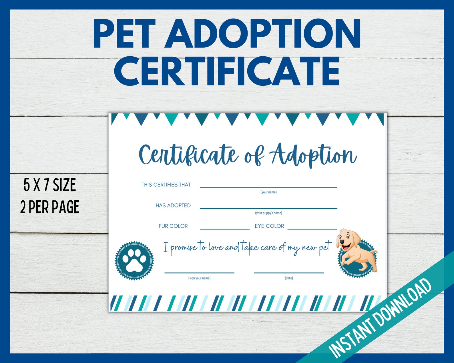 Pet Adoption Certificate, Adopt A Pet, Puppy Adoption Certificate ...