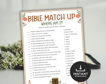 Bible Match Up - Where am I Game, Printable Bible Activity, Bible Study Activities, Sunday School Church Games, Youth Group Games