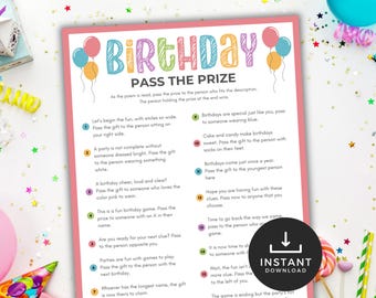 Pass the Parcel Party Game, Kids Party Printable Game, Birthday Party Printable Game, Pass the Prize