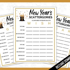 New Year's Eve Scattergories, New Years Eve Printable Party Game, NYE Party Game, Scattergories Fun Game, Family New Year's Eve Party Game image 2