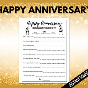 Who Knows The Couple Best, Happy Anniversary Game, Fun Anniversary Party Game, Adult Party Games