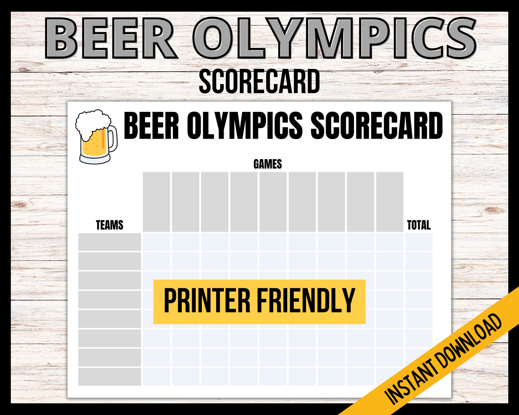 Beer Olympics Scorecard