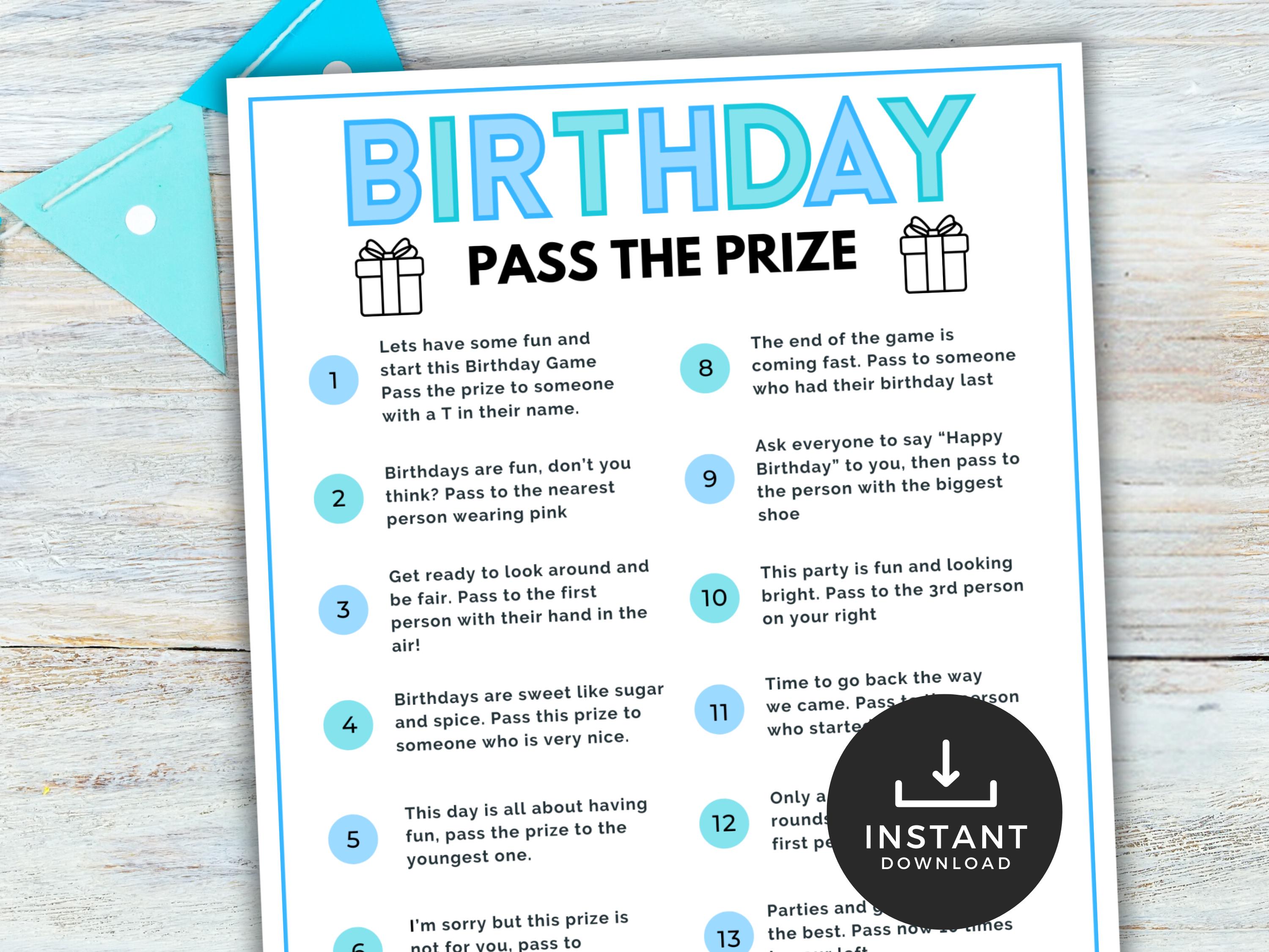 Pass the Parcel Party Game, Kids Party Printable Game, Birthday Party ...