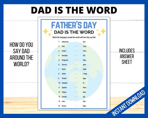 Father's Day Printable Game Fun Dad Games Dad Around the 