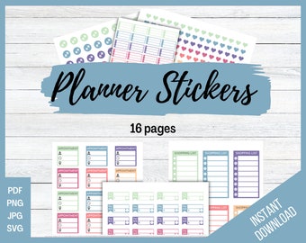 Bunte Planner Sticker, Sticky Notes für deine Planner, druckbare Sticky Notes, To Do Liste, Aufgaben, Datei ausschneiden, pdf, png, svg, jpg