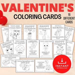 Valentinstagskarten, druckbare Valentinstagskarten, Valentinstagskarten für Kinder, druckbare Valentinstagskarten zum Ausmalen, Klassenzimmerkarten