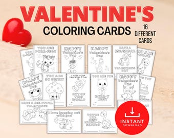 Valentinstagskarten, druckbare Valentinstagskarten, Valentinstagskarten für Kinder, druckbare Valentinstagskarten zum Ausmalen, Klassenzimmerkarten