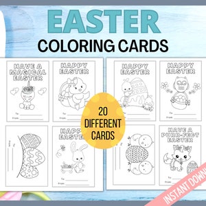 Easter Coloring Cards, Printable Easter Cards, Kids Easter Cards, Printable Coloring Easter Cards, Classroom Cards, Kids Easter Activity image 3